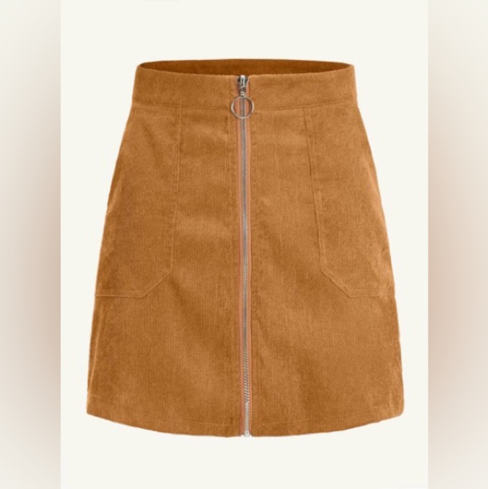 O-ring Zip Ribbed Straight Skirt